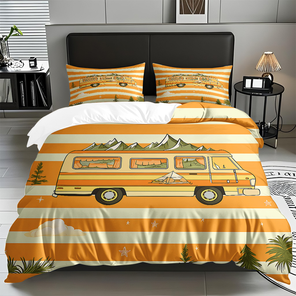 Ventas transfronterizas textiles caseros de ocio viento camping impresión digital abrasión quilt kit fuente de fábrica TEMU / JIT