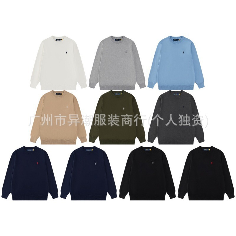 Lf Correct Version 25Ss European and American Trendy Brand New Ralph Lauren Pony Embroidered Men's and Women's Same Style Round Neck Knitted Sweater Lf Correct Version 25Ss European and American Trendy Brand New Ralph Lauren Pony Embroidered Men's and Women's Same Style Round Neck Knitted Sweater