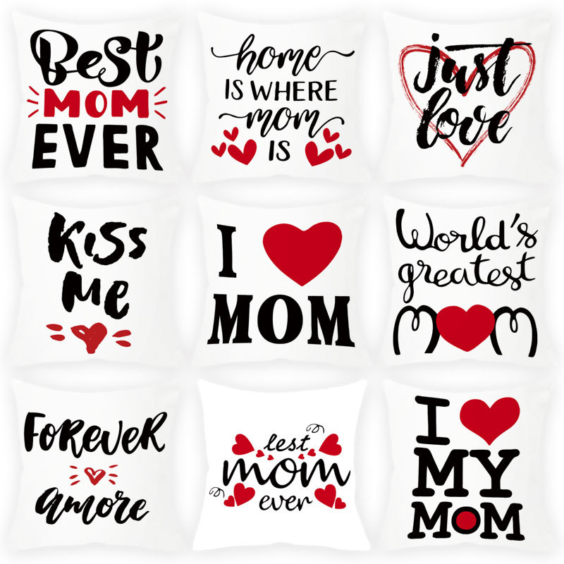 Mother's Day Pillowcase Blessing love english Levin Law sofa By pillowcase Office Cushion cover Cross border Home Furnishing