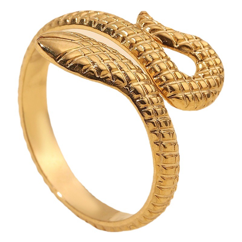 Transfronterizo nueva pulsera de acero inoxidable personalizada fundición hidráulica anillo de acero de titanio pequeña serpiente apertura ajustable fabricante