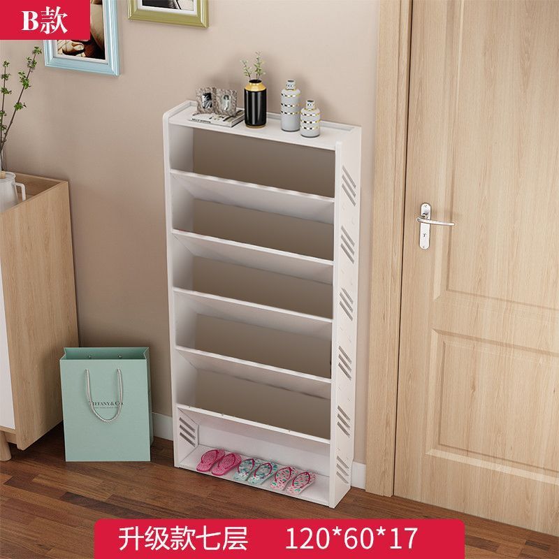 シンプルな玄関靴ラック多層家庭用超薄型ドア後ろ狭い靴ラック省スペース|undefined
