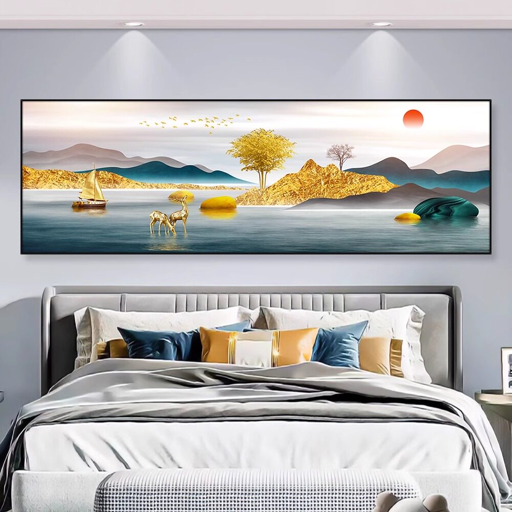 2026 nuevo dormitorio principal decoración de cabecera de cama autoadhesivo pegatinas de pared de espalda Jinshan sala de estar pintura de fondo de papel de pared