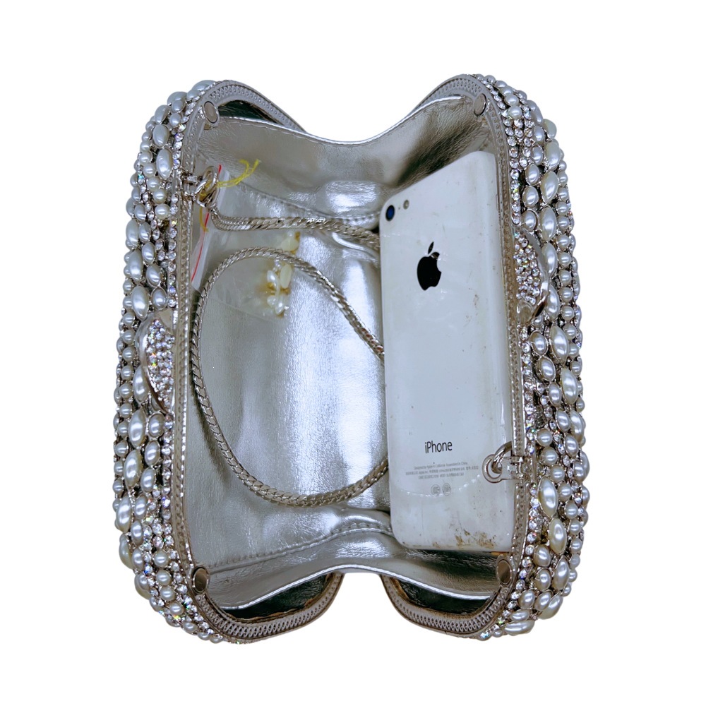 Bolso de cristal transfronterizo nueva hoja hueco con diamantes bolso de banquete de diamante de perla bolso de mujer