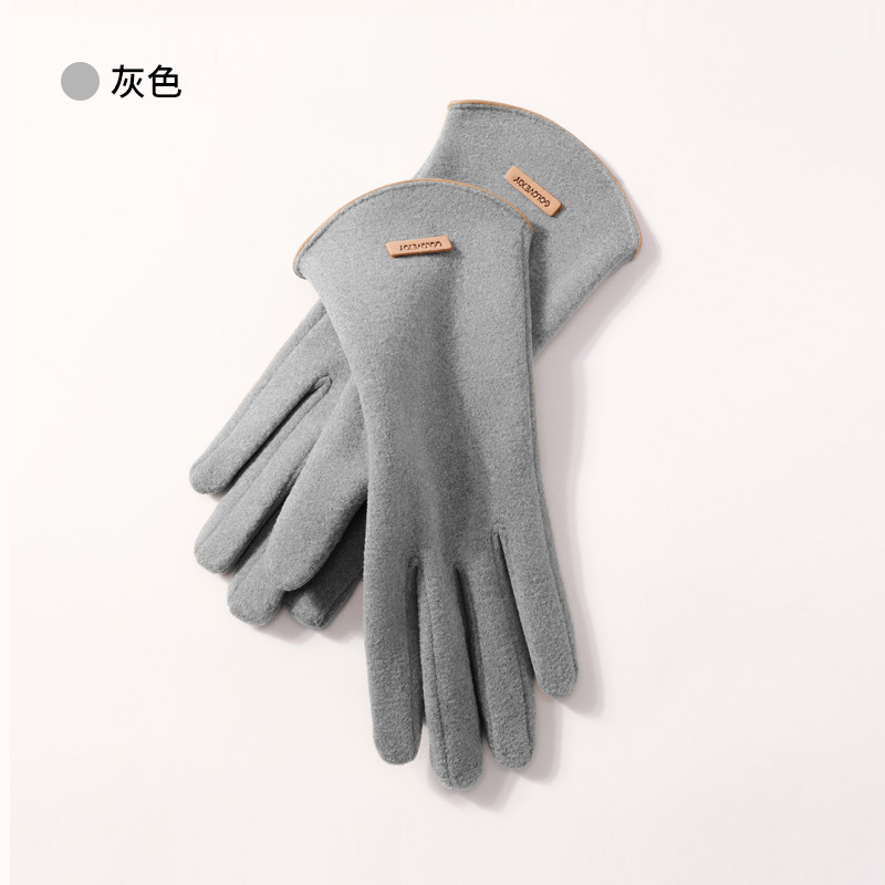 Guantes de gamuza de invierno para hombres y mujeres con forro polar cálido ciclismo Otoño e Invierno lindo pantalla táctil guantes de cuero impermeable dedo abierto