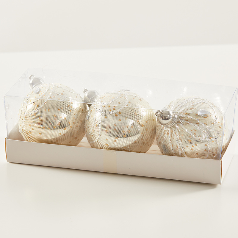 Xunmu 8cm malla dorado rosa galvanoplastia pintada a mano bola de Navidad pintada bola de color decoración navideña bola colgante