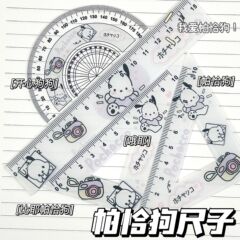 漫画パチャ犬セット物差し高颜値アクリル文房具直尺学生三角定規測定器四点セット