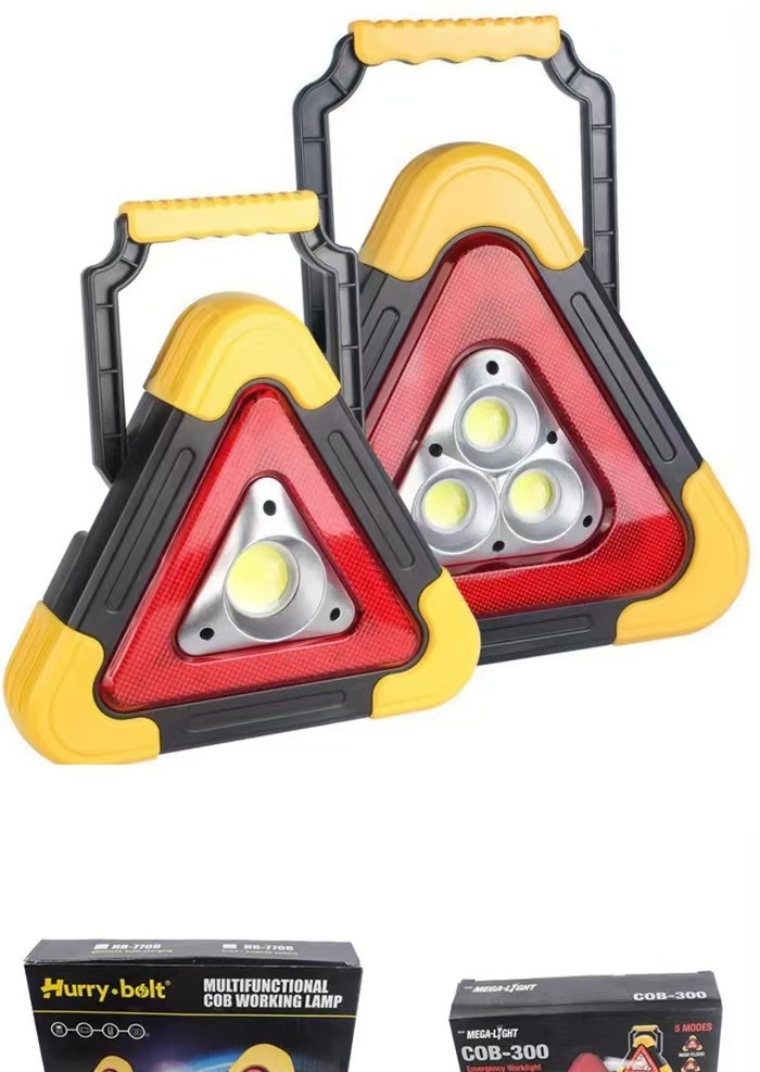Tripod warning light LED multifunctional car emergency light solar charging car triangle safety warning sign