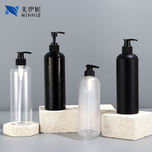 Supply of 500ml transparent shampoo bottle, round shoulder shower gel plastic bottle, beauty daily cosmetics press bottle