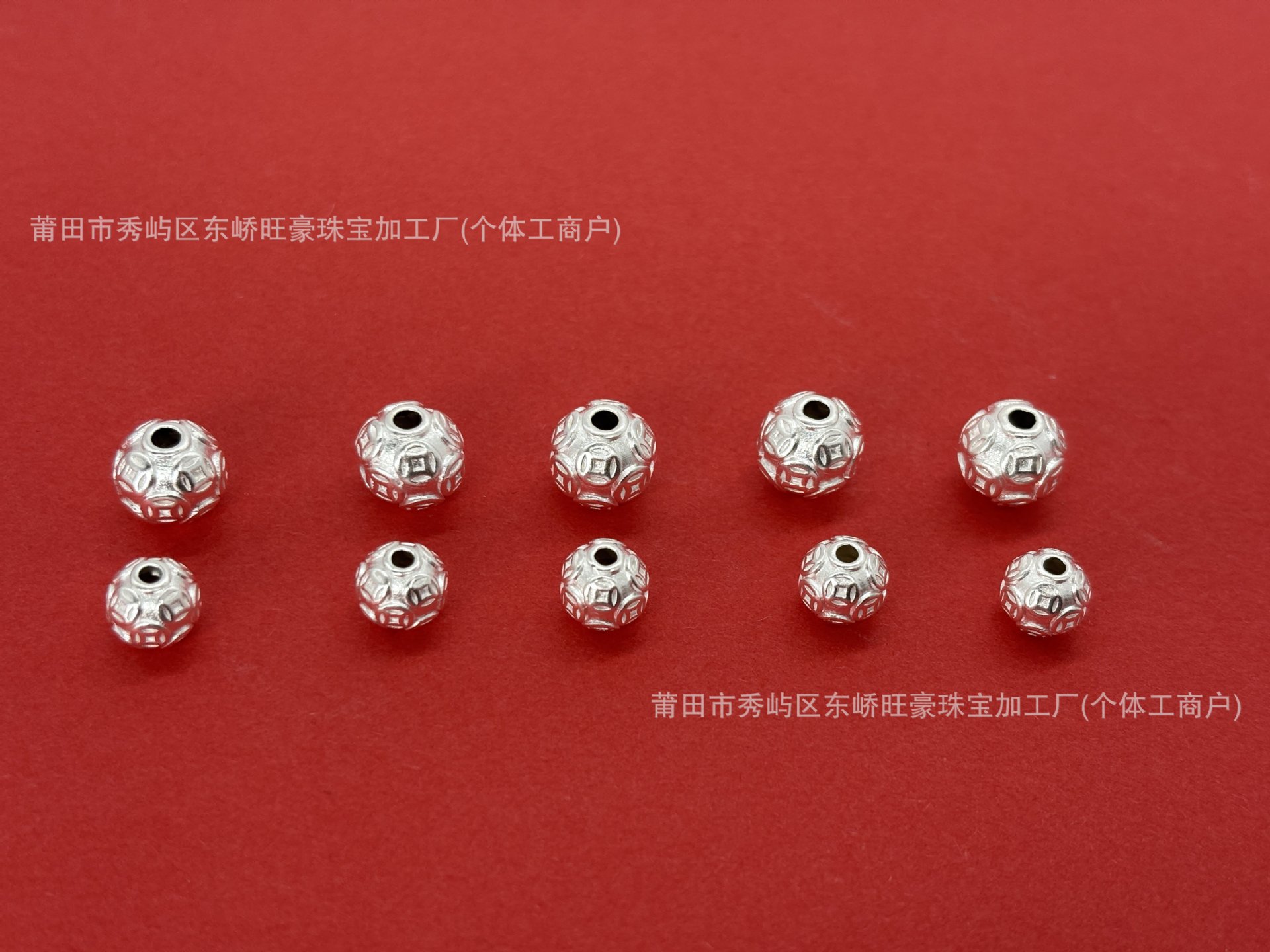 Pure Silver 999 Round Gold Coin Fortune Beads, Pure Silver 3D Craftsmanship Loose Beads, Spacer Beads, DIY Silver Jewelry Accessories, Braided Rope Bracelet, Hand String Bracelet
