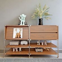简约杂志柜立式收纳储物柜ins风复古柜子中古卡门柜日式置物架
