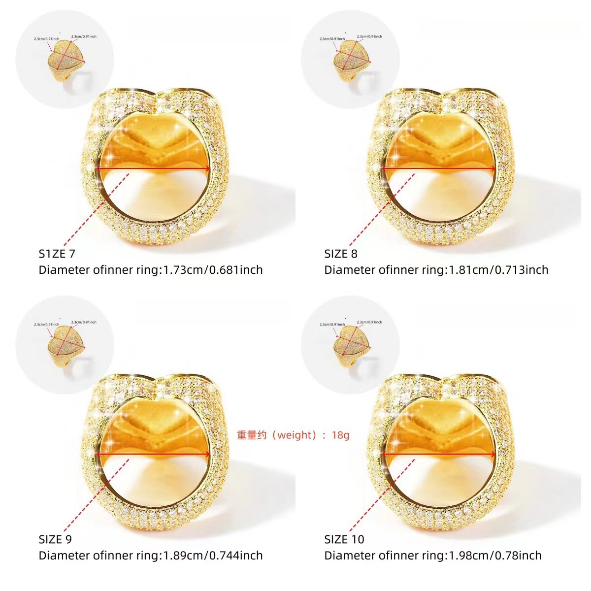 16g Weight Wholesale Jewelry Hip-Hop Retro Geometric Copper Zircon Rings