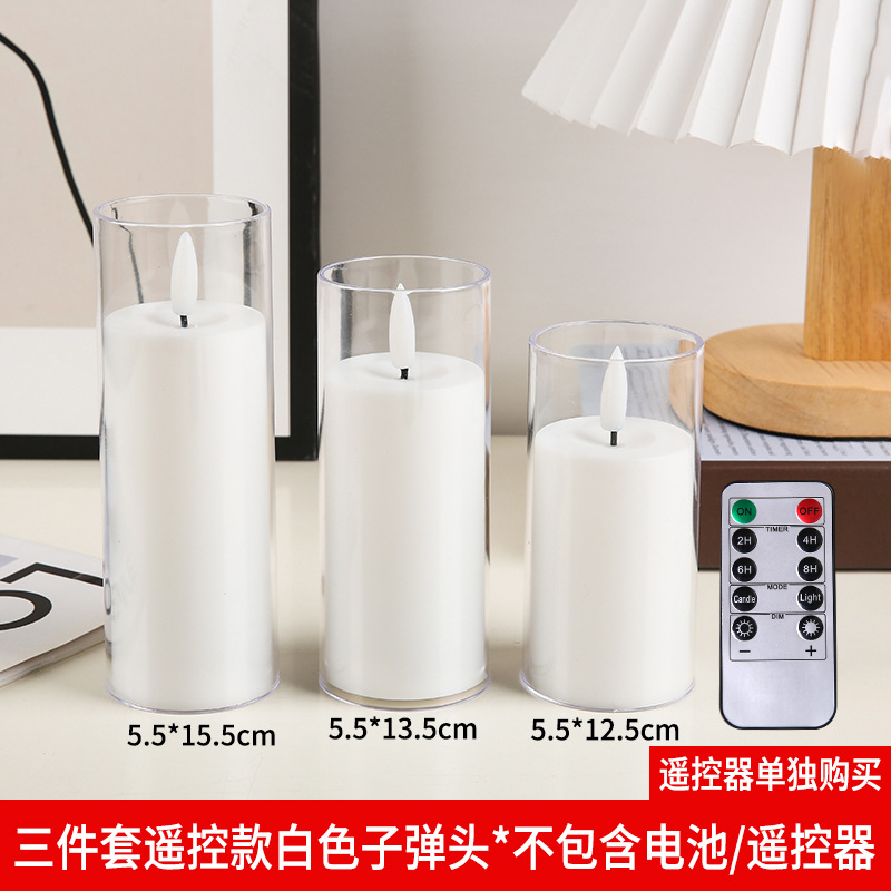 LED vela electrónica acrílico taza de vidrio vela luz fiesta boda decoración vela electrónica