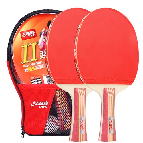Red DoubleX Table Tennis Racket Beginner Student Children 2-Pack Complete Rackets Dual Racket I II III Type Set