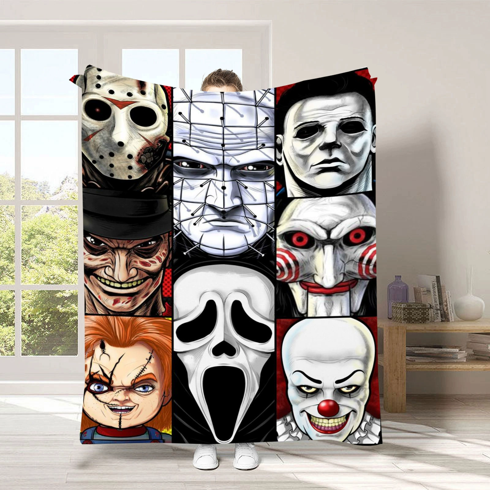 Трансграничный Хэллоуин одеяло цифровое принт фланелевый фильм ужасов одеяло атмосфера украшения сиесты кондиционер X20