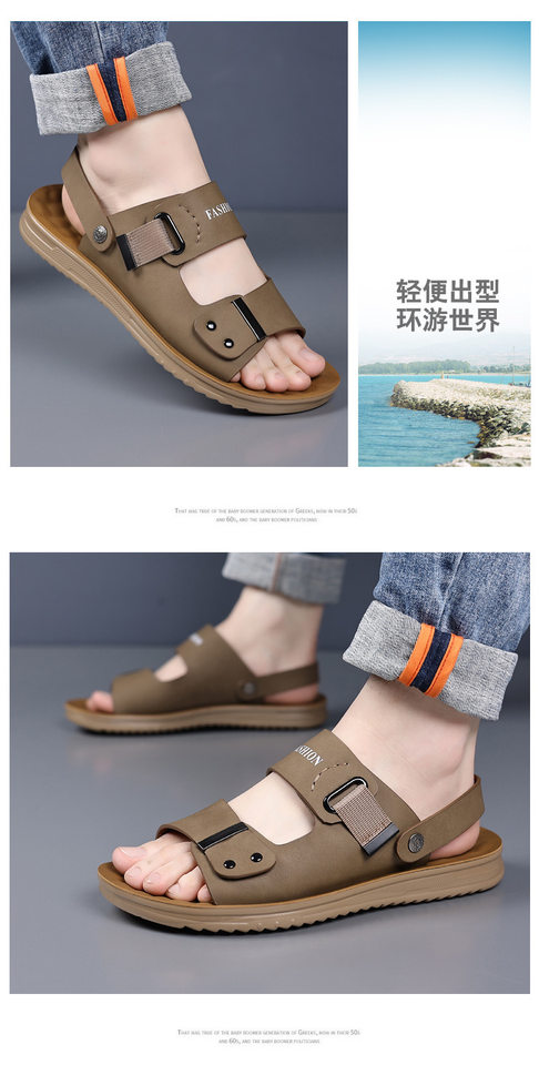 Dép sandal nam quai hở mũi đế mềm thân mềm, kiểu lười hai chức năng đi hàng ngày và đi biển — CS9833 màu vàng, CS9833 màu xám chi tiết 17