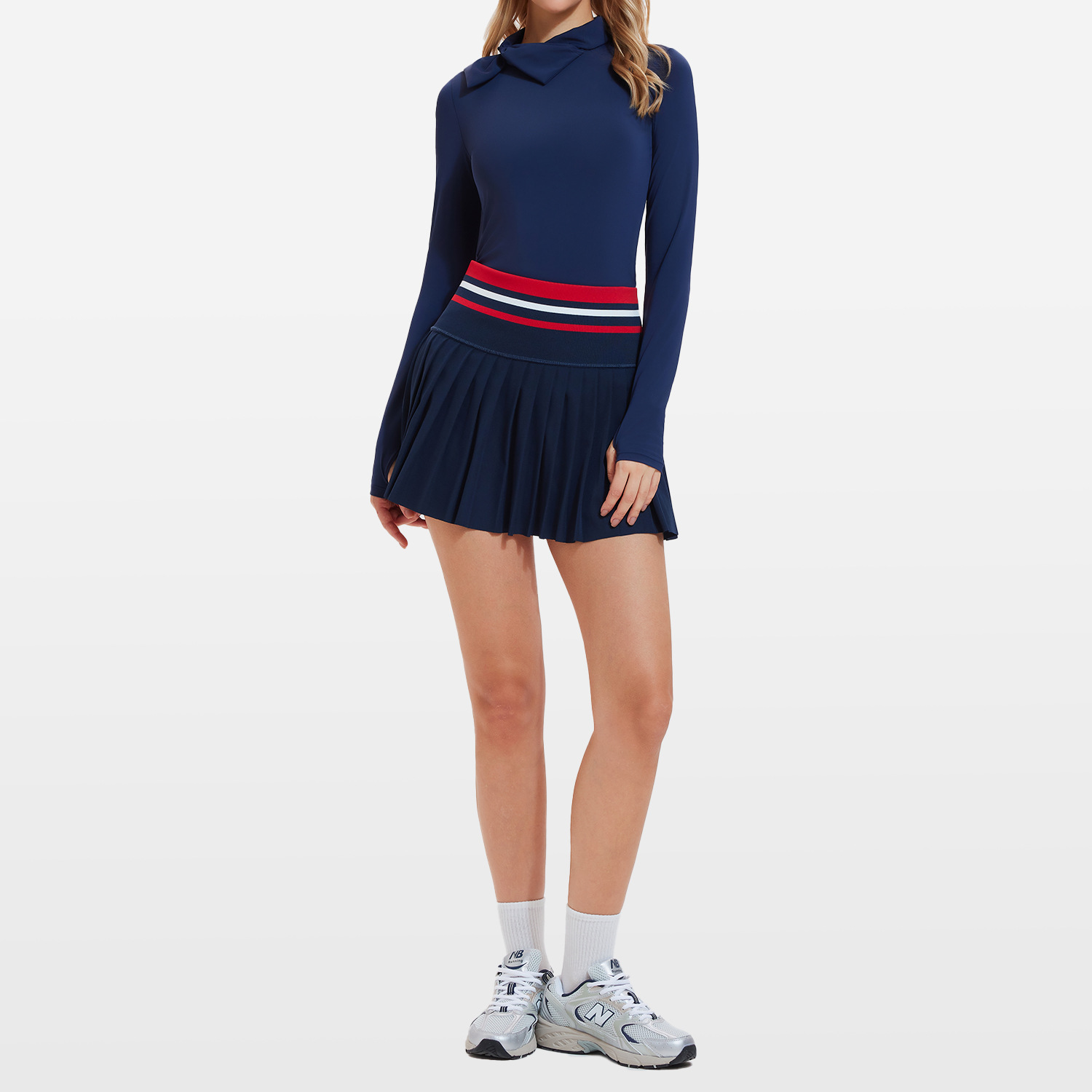 Cross-border nuevo deportivo de mangas largas para mujeres delgadas de cuello alto arco ropa de fitness set de tenis de carrera al aire libre