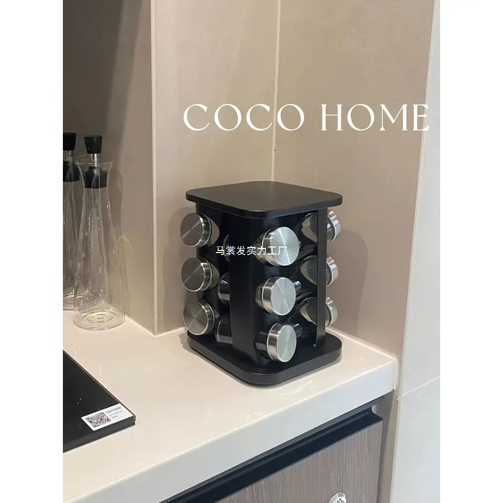 Rack de acero inoxidable giratorio para cocina condimento set · set botella de condimento O de alto nivel COC condimento platos