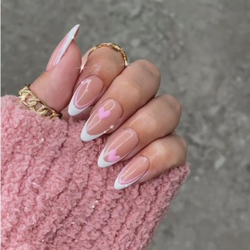 Plastic Material Cute Water Droplets Heart Shape Plastic Press-on Nails
