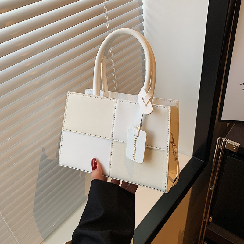 Tendencia de moda estilo coreano costura de contraste de color alta textura bolso de mano casual de todo fósforo pequeño bolso cuadrado bolso de mensajero de un solo hombro mujer