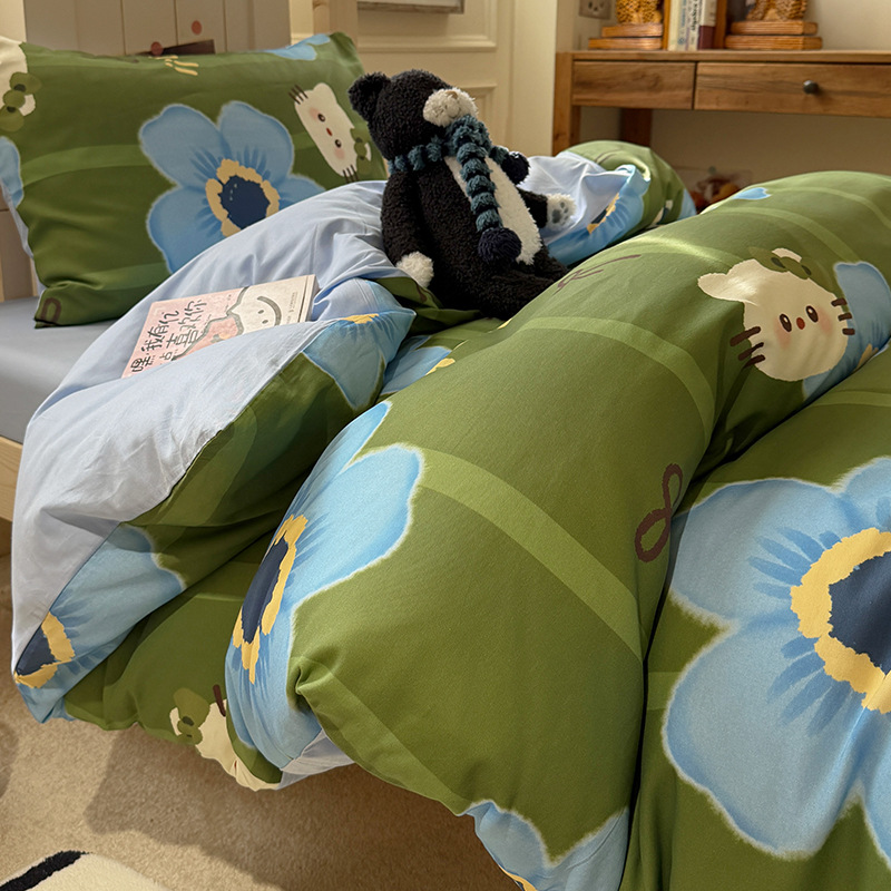 Dormitorio de estudiantes de tres piezas de cama de algodón sábanas de cama de cuatro piezas de cama para estudiantes de secundaria y universidad cama individual para niños