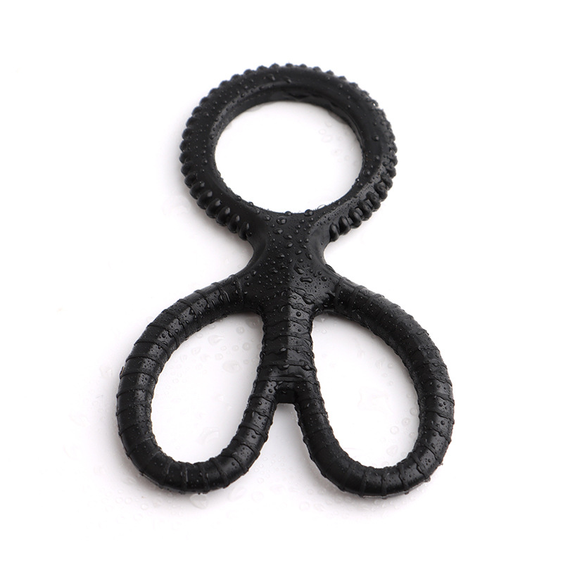 Silicone Scissor Lock Semen Ring, Manual Adjustable Cock Ring, Black Foil Bag — detail image 5