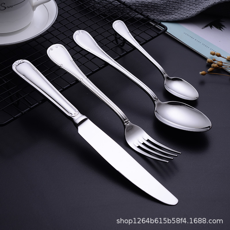 High-end set of 304 stainless steel tableware suit restaurant restaurant Western tableware five-star hotel ins popular
