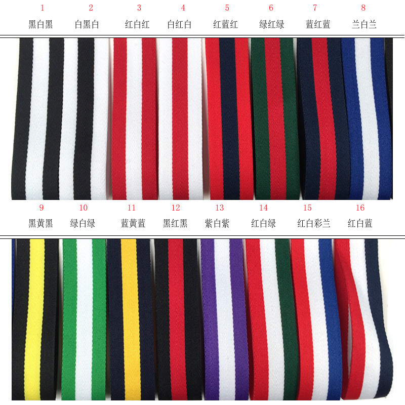 100D banda de banda de poliéster densa tricolor banda de banda de banda de banda lateral ropa bolsa accesorios en stock al por mayor