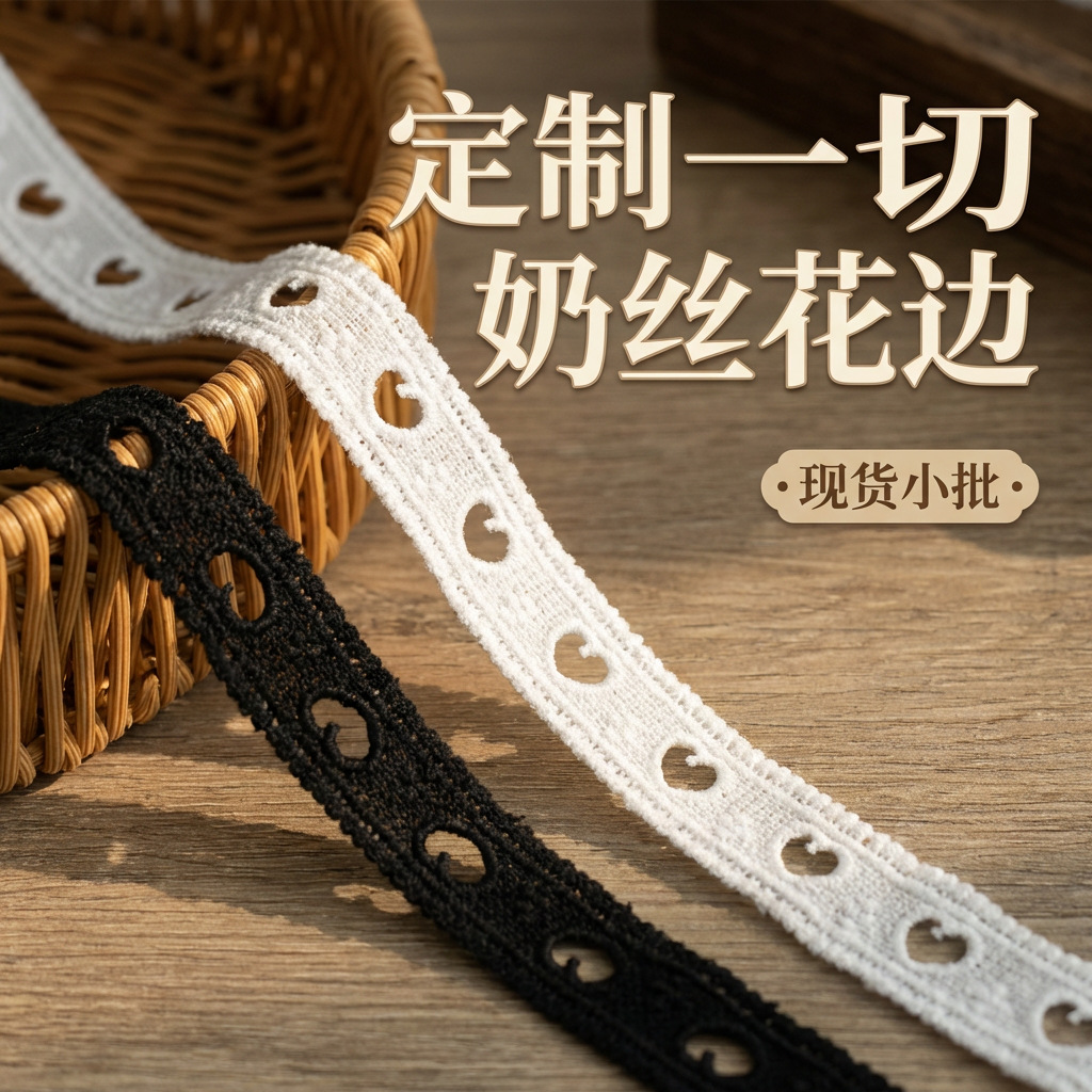 白色爱心裙边水溶牛奶丝蕾丝花边服装辅料刺绣钥匙扣蝴蝶结辅料