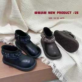 恐龙巴比女童短靴冬季儿童小皮靴公主鞋女孩加绒马丁靴一手码批发