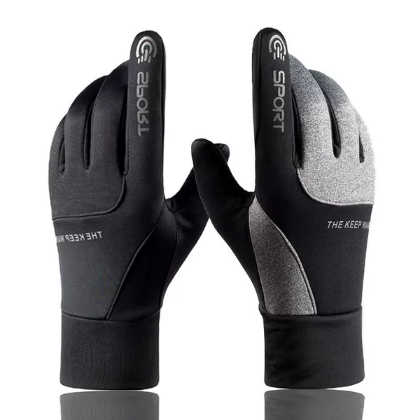 Men's Outdoor Cycling Fleece-Lined Thickened Windproof Waterproof Sports Ski Touch Screen Gloves Winter Warm Gloves