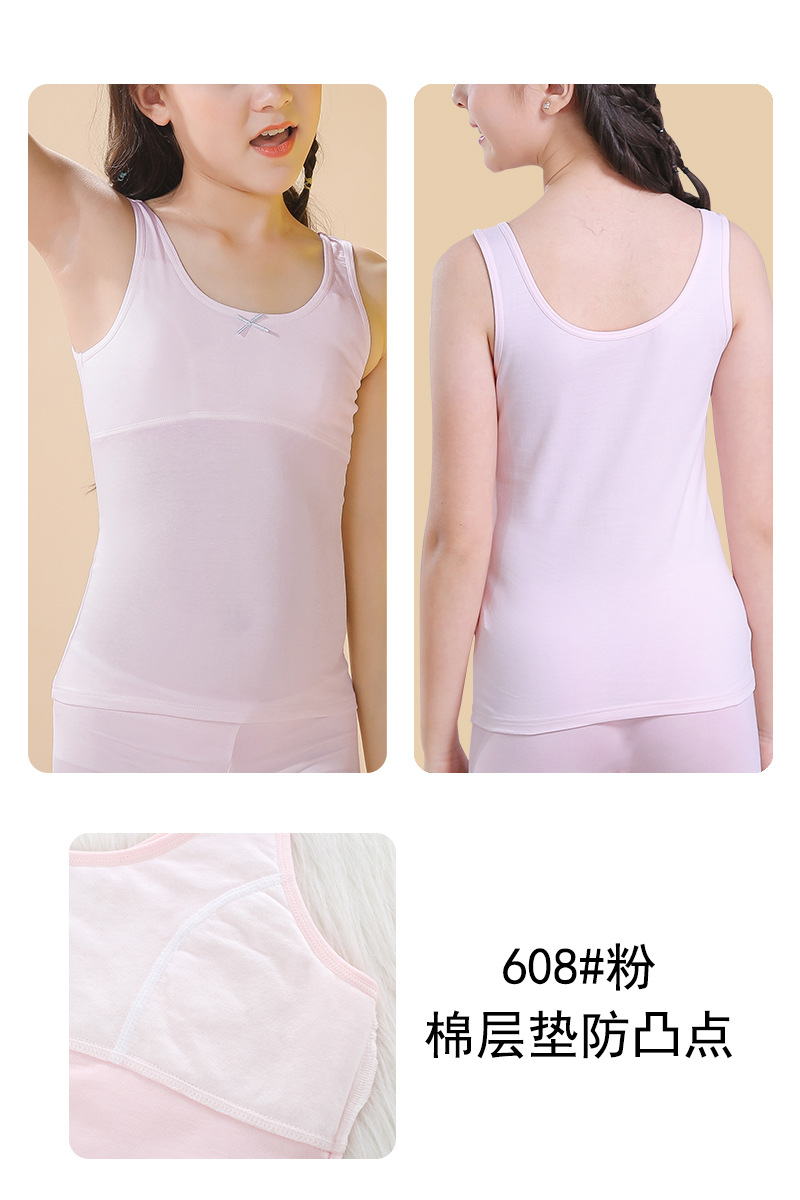 Selección estricta de ropa interior de niñas en desarrollo chaleco largo de niñas estudiantes de primaria de niñas algodón puro peito un cabello
