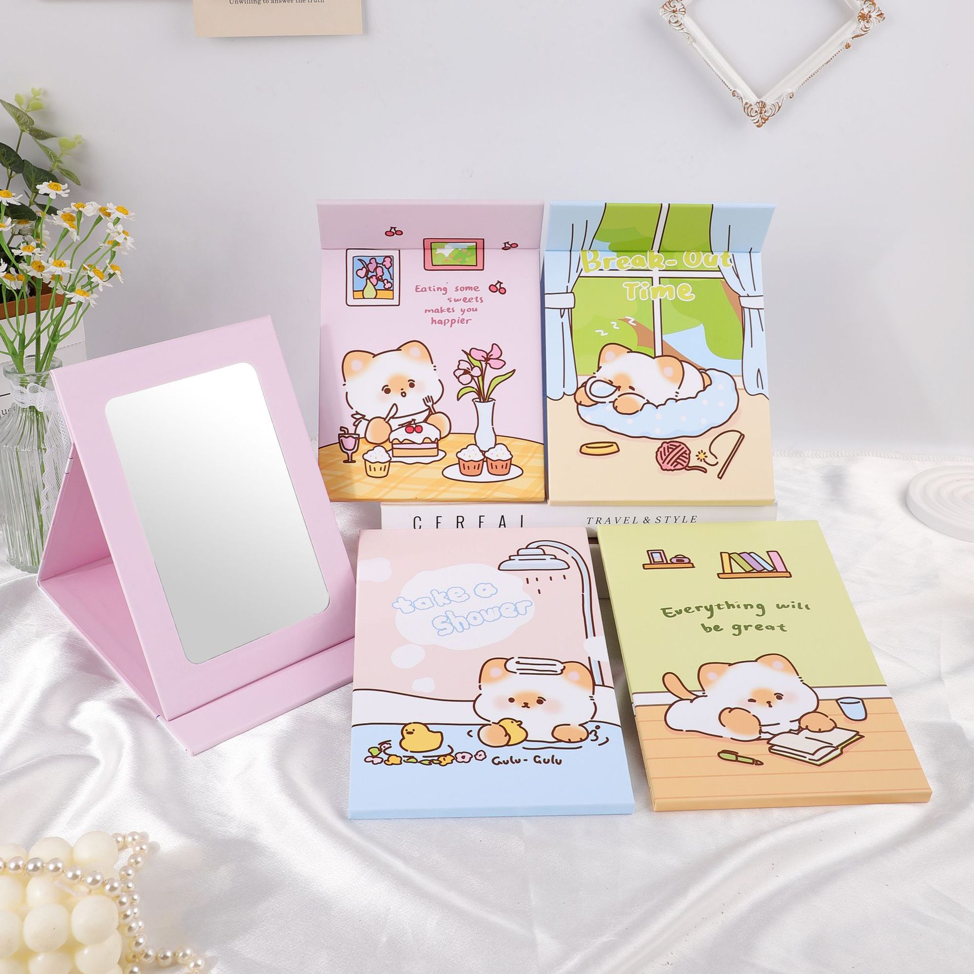 Espejos de Papel al por Mayor, Espejos de Maquillaje Plegables, Espejos de Mesa, Espejos de Vanidad Creativos, Suministros para Papelerías, Espejos de Escritorio para Dormitorios Estudiantiles