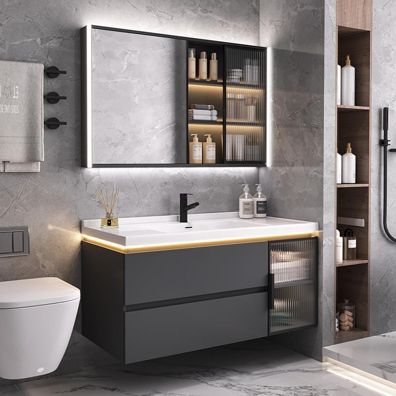 Estilo crema nuevo gabinete de baño lavabo de cerámica integrado lavabo gabinete combinación lavabo gabinete