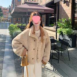 感时髦两面穿羊羔毛外套女秋冬新款流行超好看皮毛一体图片色
