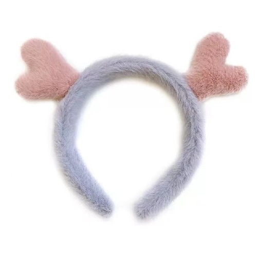 Japanese and Korean  New Autumn Rabbit Hair Faux Hair Band for Women, Face Washing Outing Versatile Non-Slip Hair Tie Headband with Flower Hair Accessory