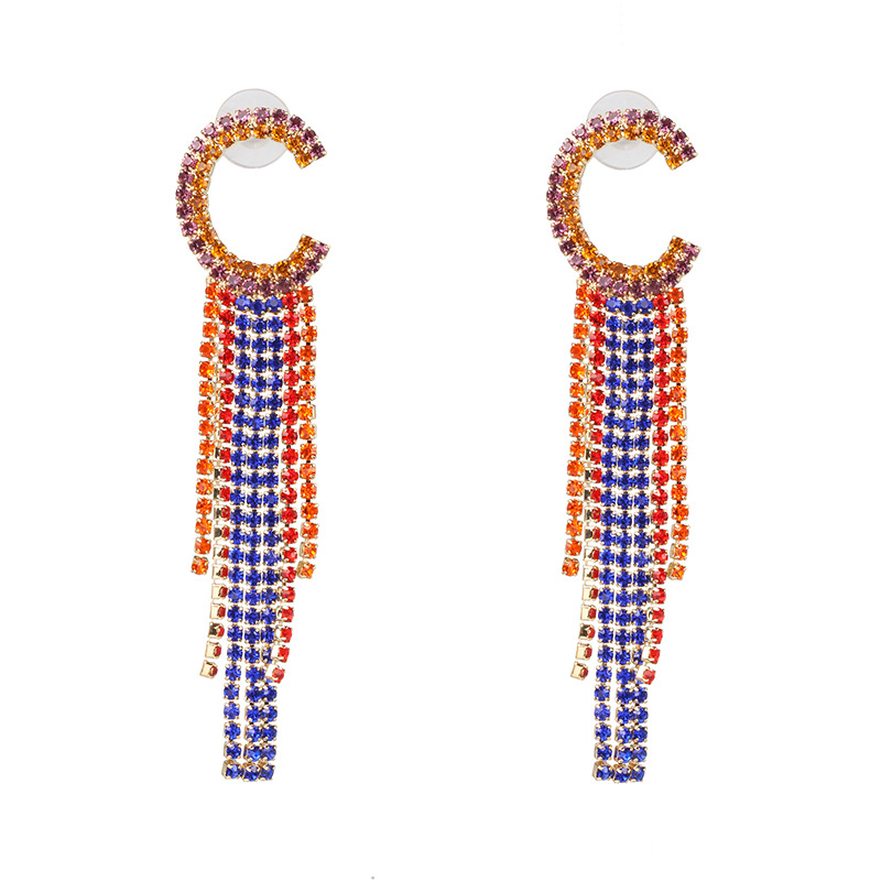 European And American Fashion Diamond Tassel Geometric Earrings Wholesale display picture 5