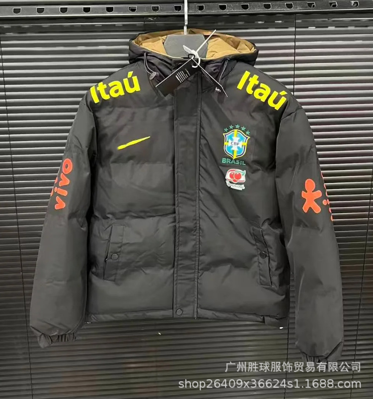 Chaqueta Térmica de Fútbol con Capucha de Algodón y Poliéster, Acolchada, para Deportes y Entrenamiento