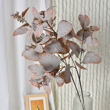 仿真尤加利室内植物单支带果桉树金钱叶绿植造景工程花材家居装饰