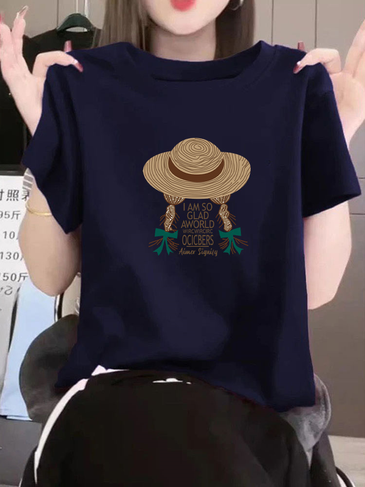 2026 New Style Pure Cotton Round Neck Short-Sleeved T-Shirt for Women, Korean Style Fashionable and Versatile Top, Summer Base Shirt