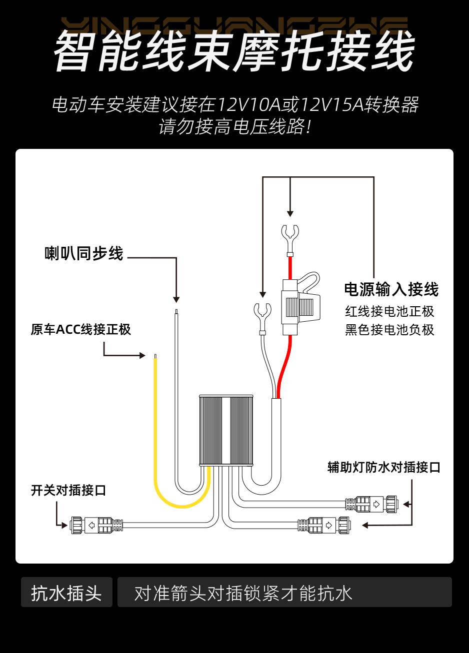 Motorcycle Seven-Bead Spotlight with Quick-Release Cable, Daytime Running Light, Horn, Flashing Led for Motorcycles and Electric Vehicles, Cross-Border Export