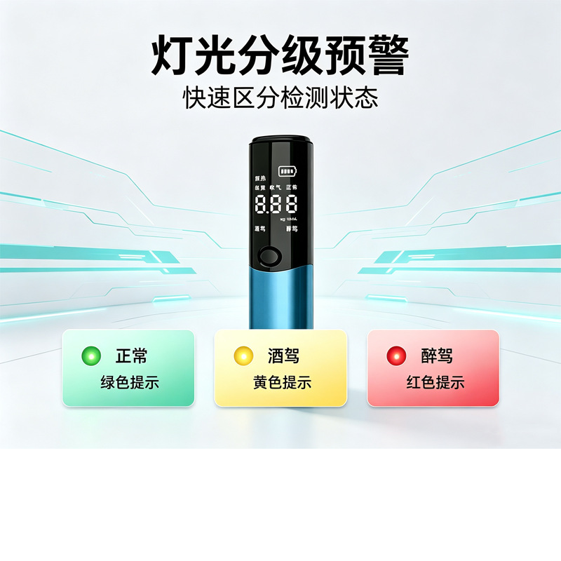Portable breath alcohol tester, high-precision home-use alcohol detection device with electrochemical sensor, compact design