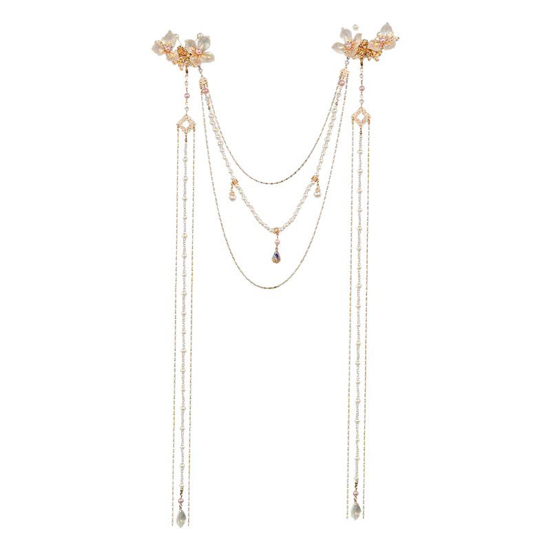 Perla diamante flor borla larga horquilla Corea del Sur moda creativa garra tiburón clip nicho accesorios para el cabello las mujeres