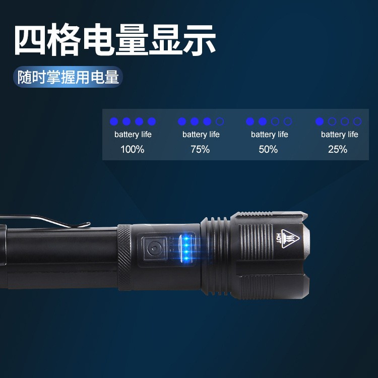 Transfronterizo nueva linterna LED TYPE-C carga P50 linterna con luz lateral COB 18650 linterna de luz