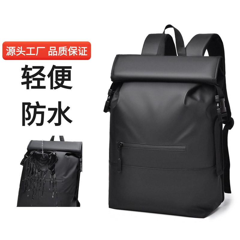 Cross-border Amazon Europe Roll-up Backpack Simple Business Roll-up Top Lid Casual Backpack Outdoor Travel Student Bag Cross-border Amazon Europe Roll-up Backpack Simple Business Roll-up Top Lid Casual Backpack Outdoor Travel Student Bag