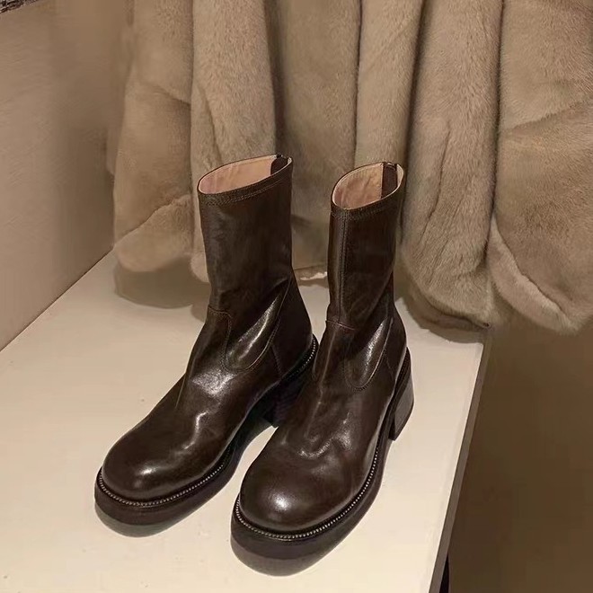 Botas Martin para Mujer de Microfibra, Resistente al Desgaste, con Cremallera Trasera para Otoño e Invierno image 1