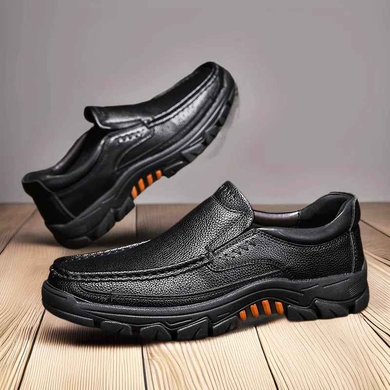 Трансграничная мужская обувь Один педаль повседневная кожаная обувь не воняет