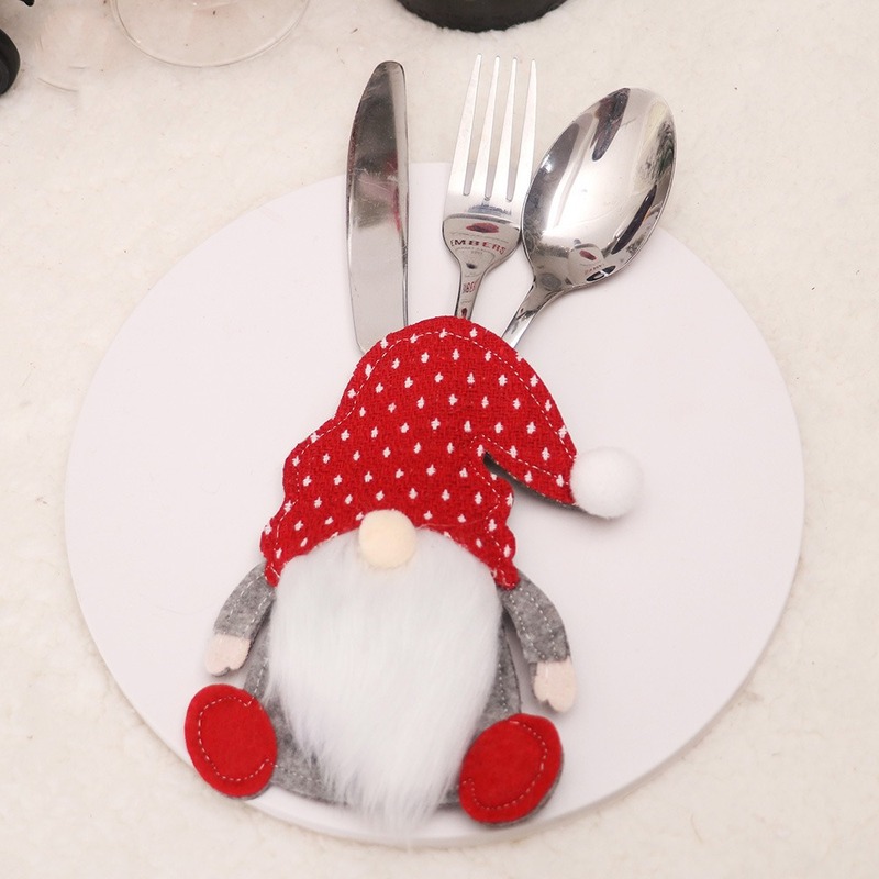 クリスマス装飾品平安夜レストラン無顔人形森老人ナイフフォーク袋クリスマスナイフフォークセット食器セット|undefined