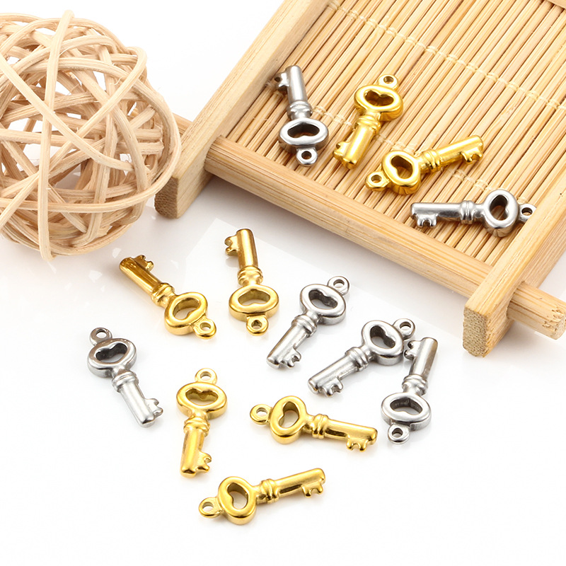 Plating Design 5 PCS/Package 304 Stainless Steel Key Pendant DIY Jewelry Accessories Pendant Necklace Bracelets