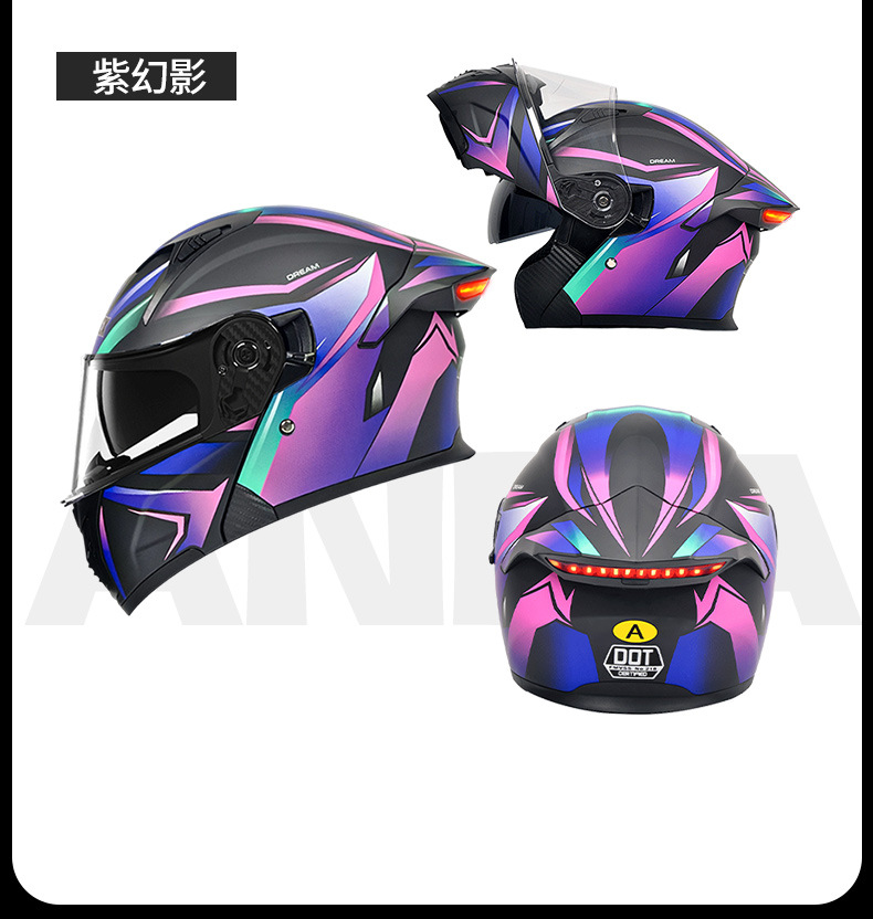 [Bluetooth Gift Pack] Ad Electric Motorcycle Helmet Men's 3C Certified Full-Face Helmet with Led Tail Light and Flip-Up Design