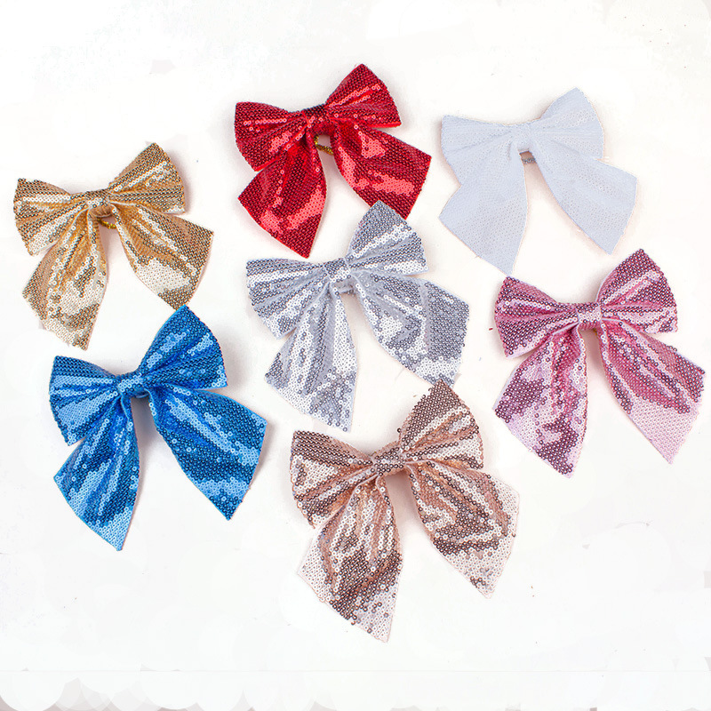 Tejido personalizado sequinilla decoración navideña arco ventana fiesta atmósfera hornear accesorios de embalaje de regalos accesorios